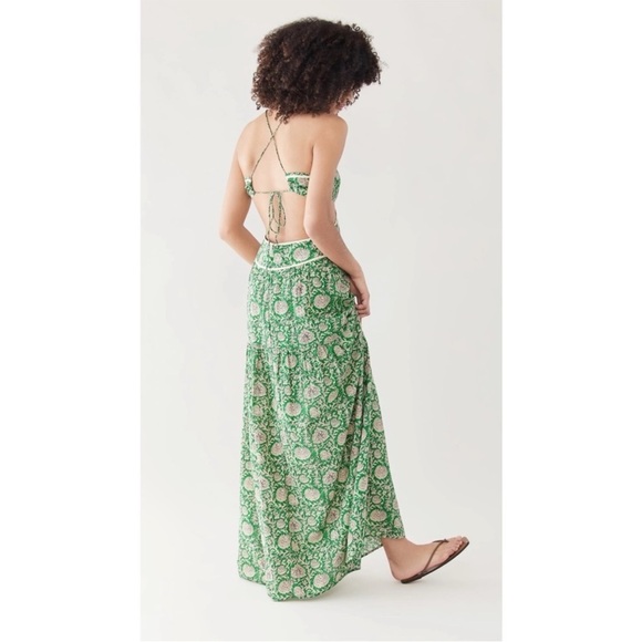 BA&SH Paloma Cut-Out Maxi Dress in Green Print - Picture 6 of 6